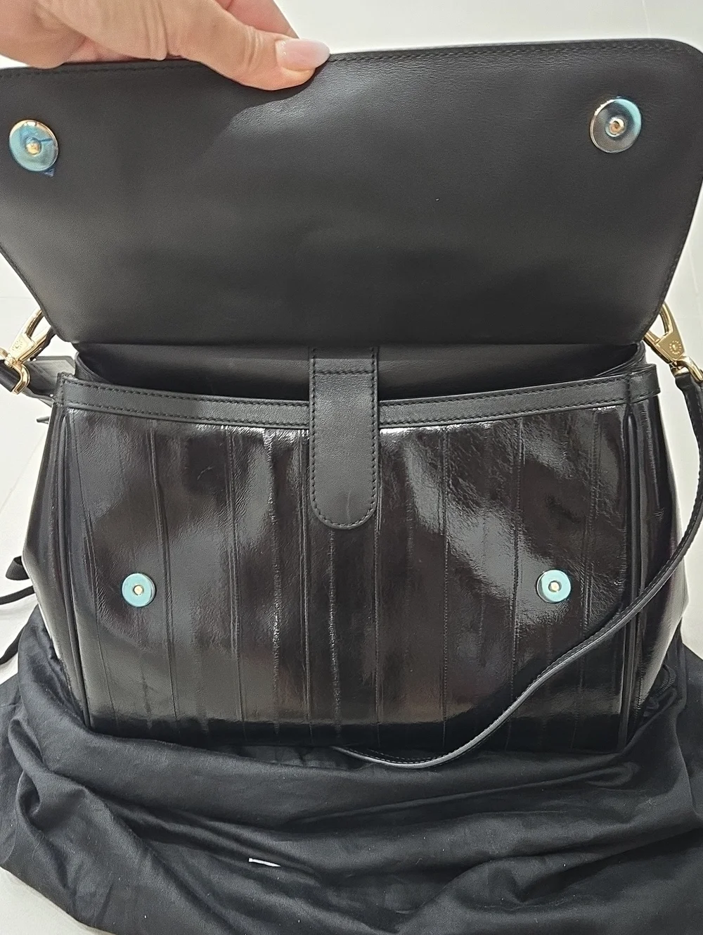 NWT! Dolce & Gabbana Miss Sicily Bag In Black Eel Leather & Leopard Interior-